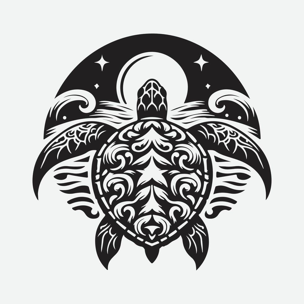 Majestic Turtle Silhouette, Captivating Shadows of Marine Life vector