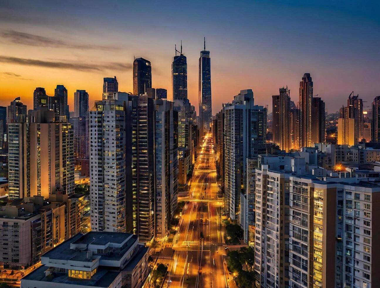 Modern city, distance view, buildings photo, wallpeper photo