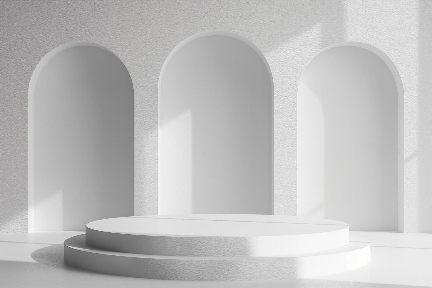Minimal abstract white background with podium photo