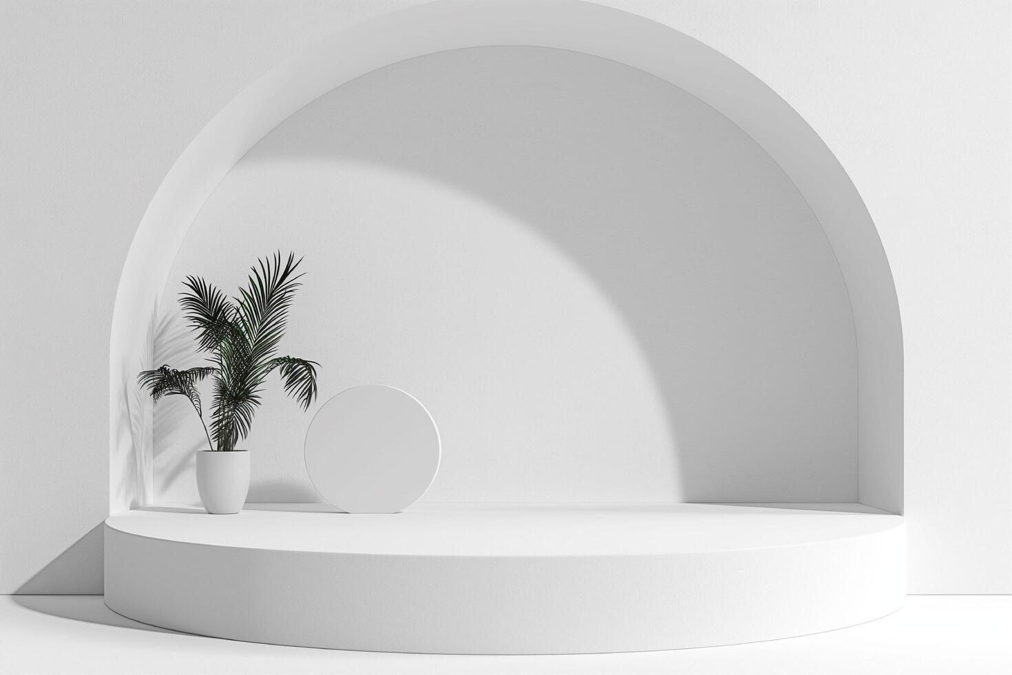Minimal abstract white background with podium photo
