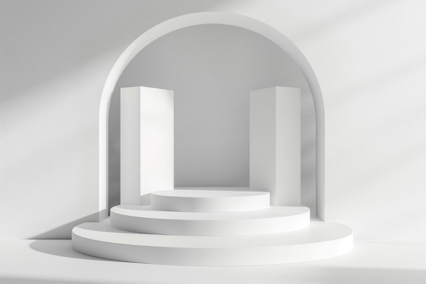 Minimal abstract white background with podium photo