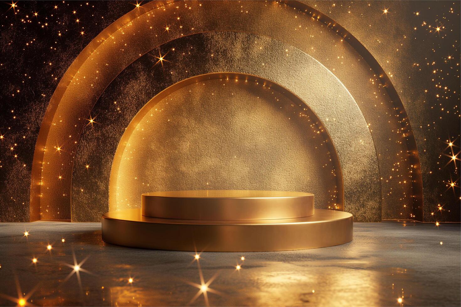 Minimal abstract golden background with podium photo