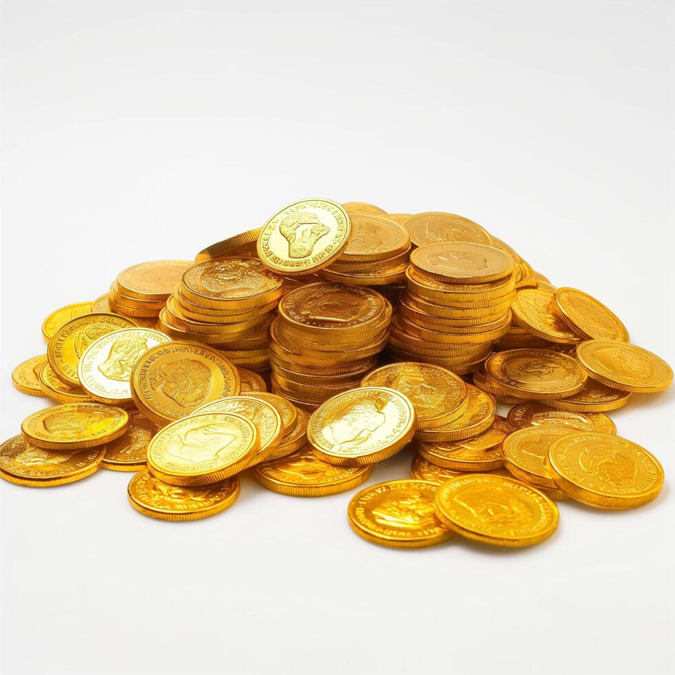 golden coin isolated on white photo