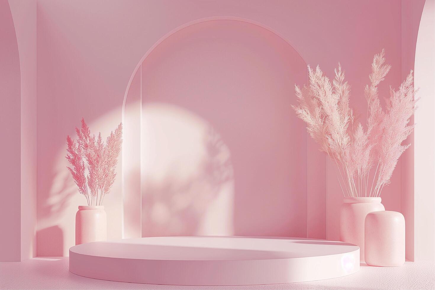 Minimal abstract pink background with podium photo