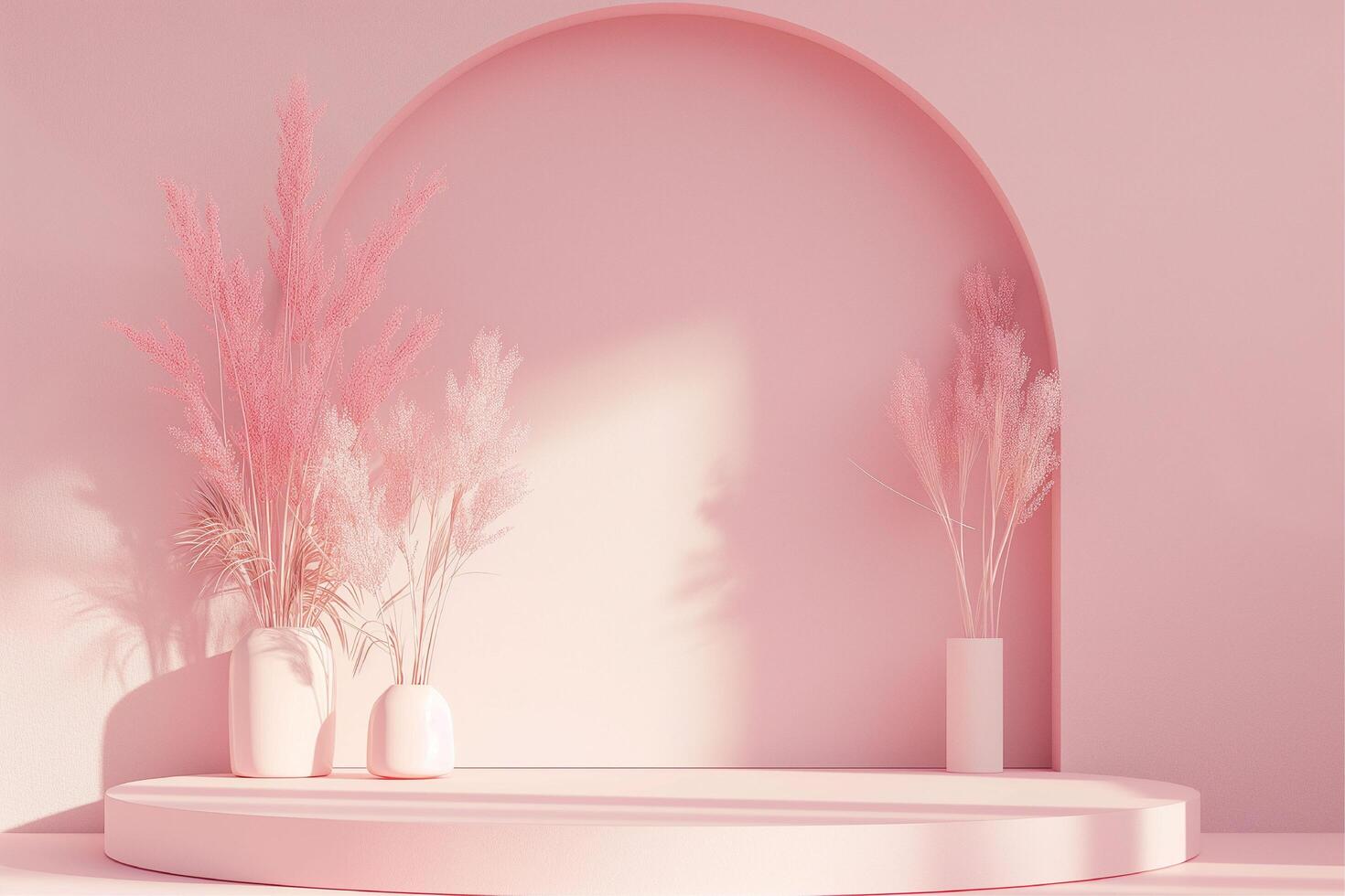 Minimal abstract pink background with podium photo