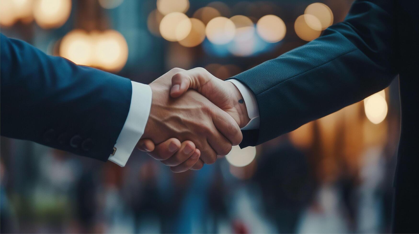 Businessman making handshake with partner photo