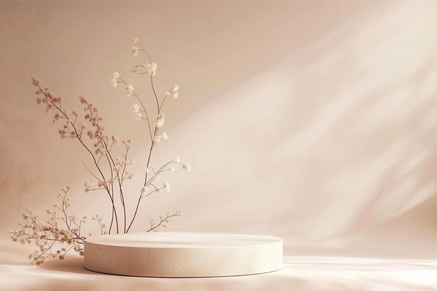 Minimal abstract beige background with podium photo