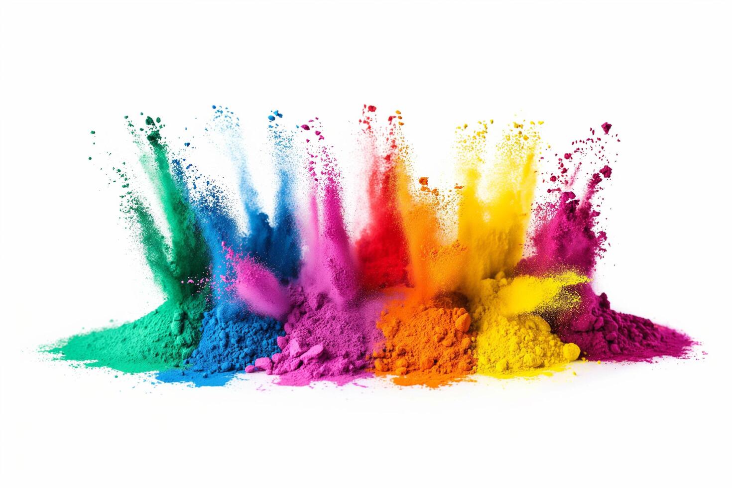 Explosion splash of colorful powder isolated on white photo