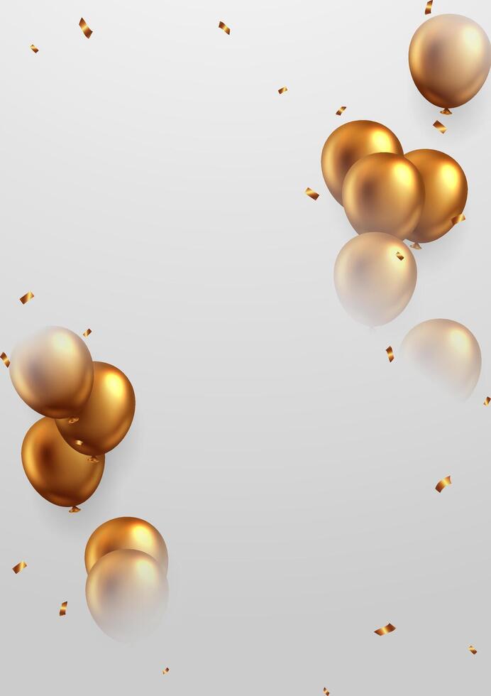Celebration background with 3d golden balloons Festival illustration vector