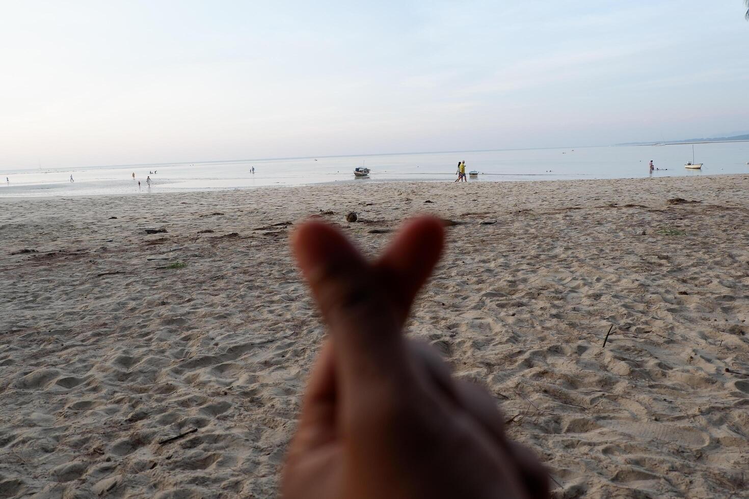 a person is making a heart shape with their hand photo