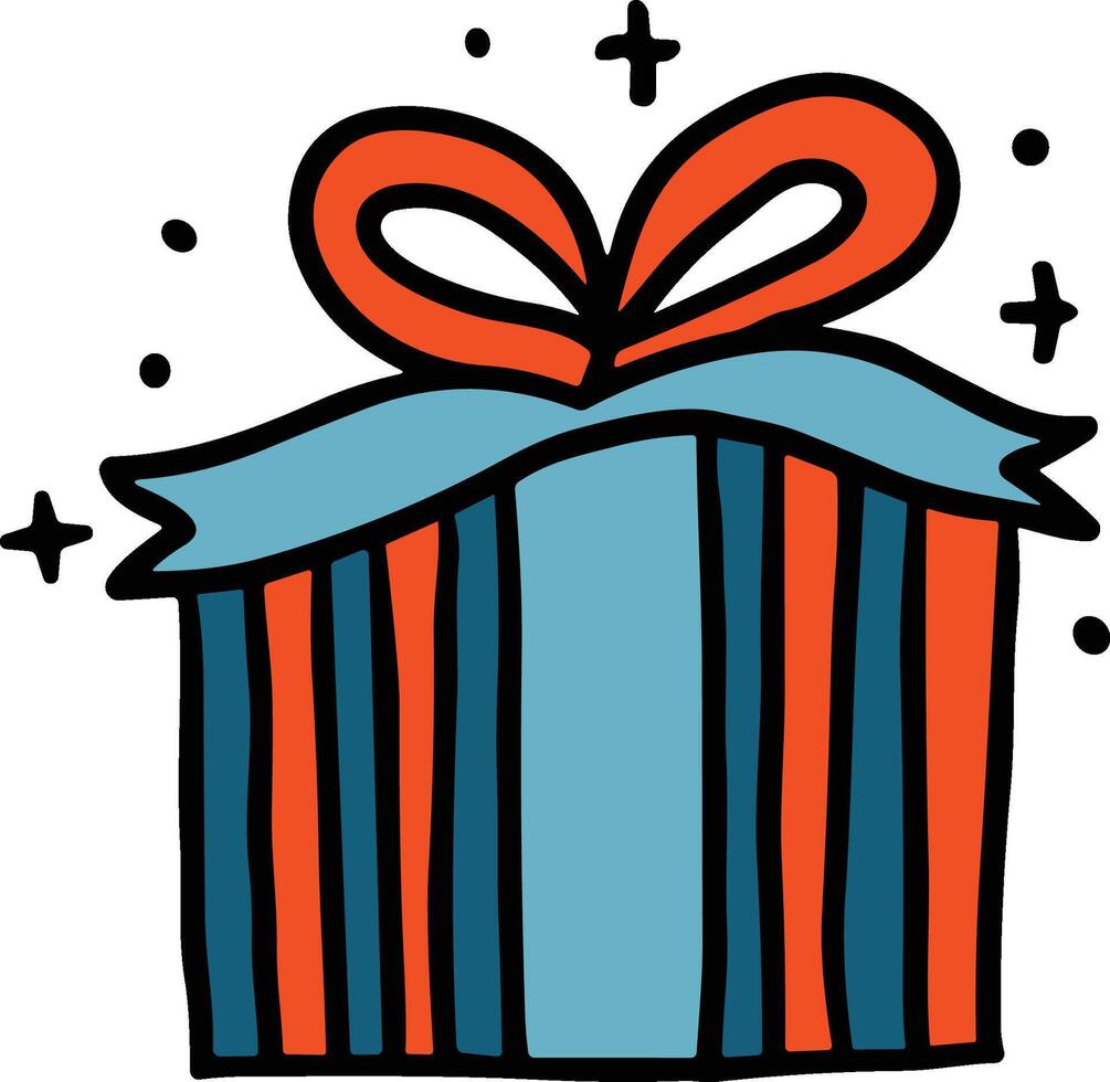 A box with a bow on top of it vector