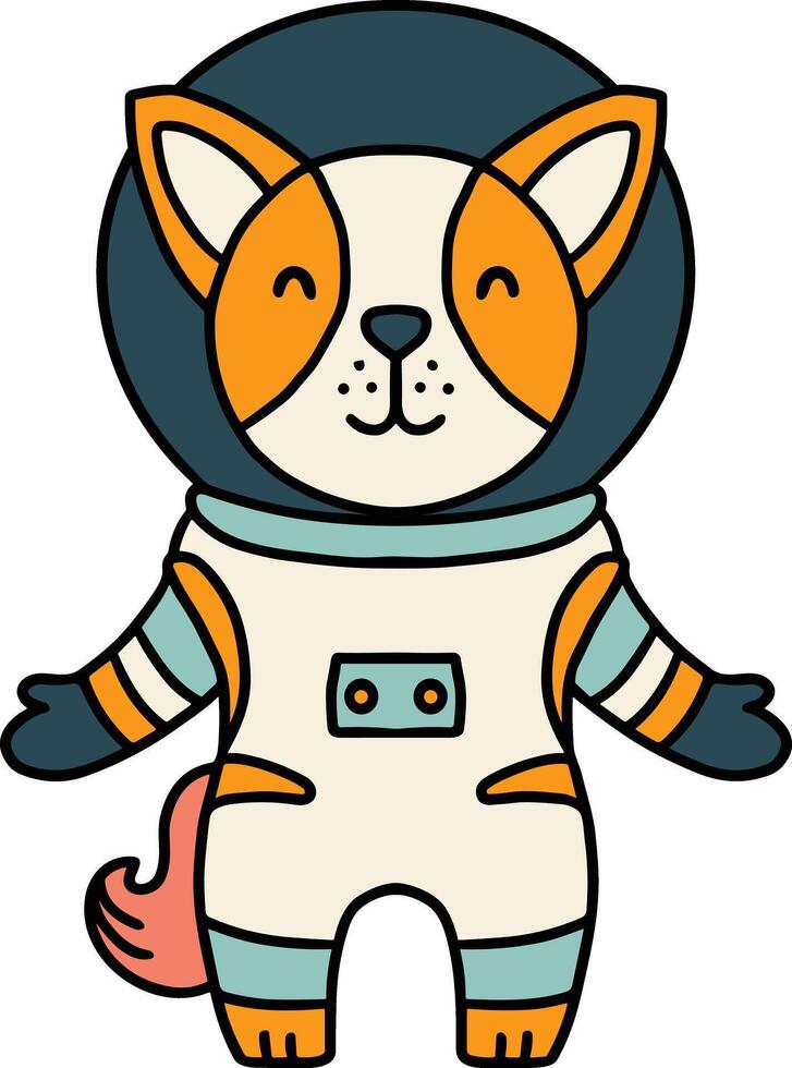 A dog in a space suit is standing vector