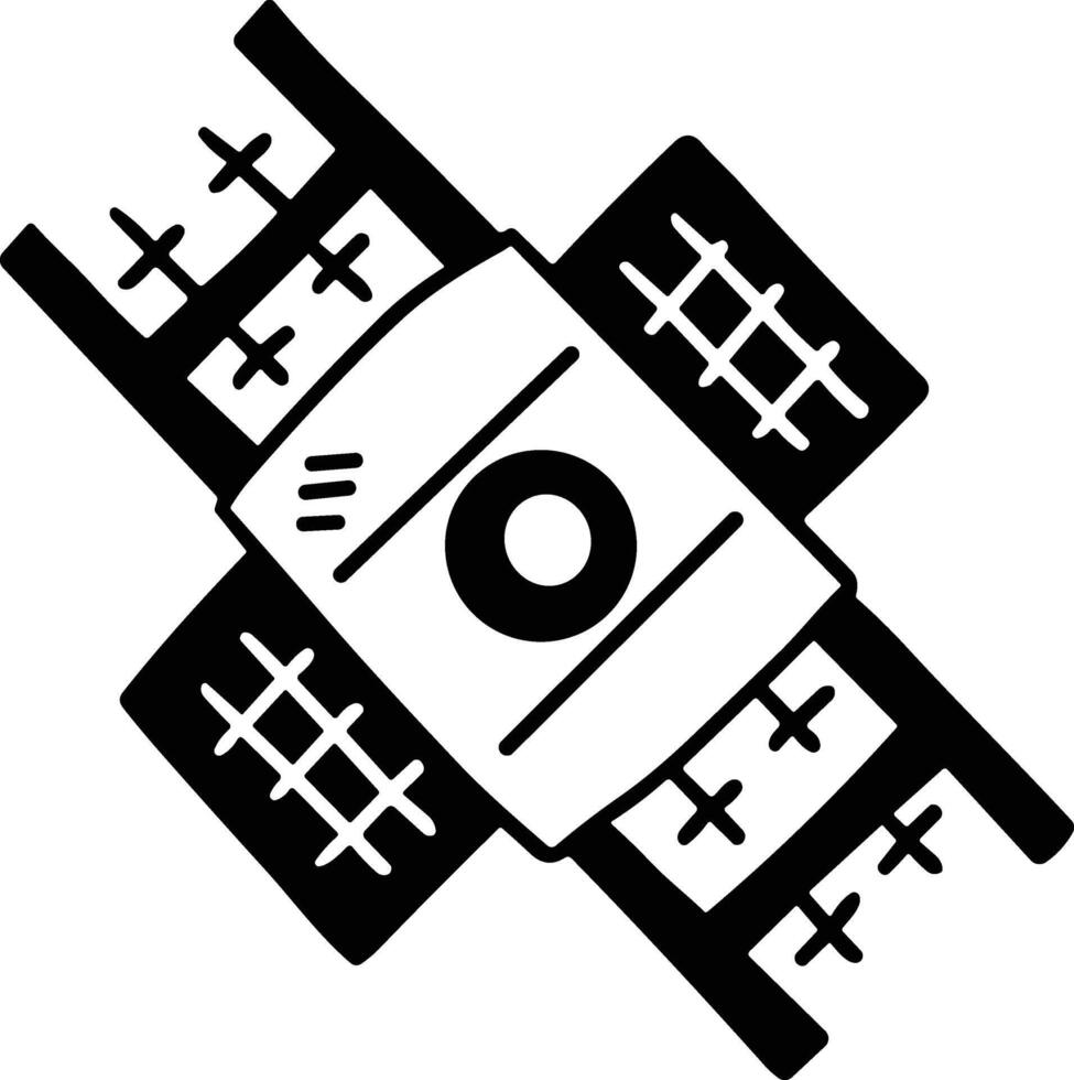 A black and white drawing of a satellite vector