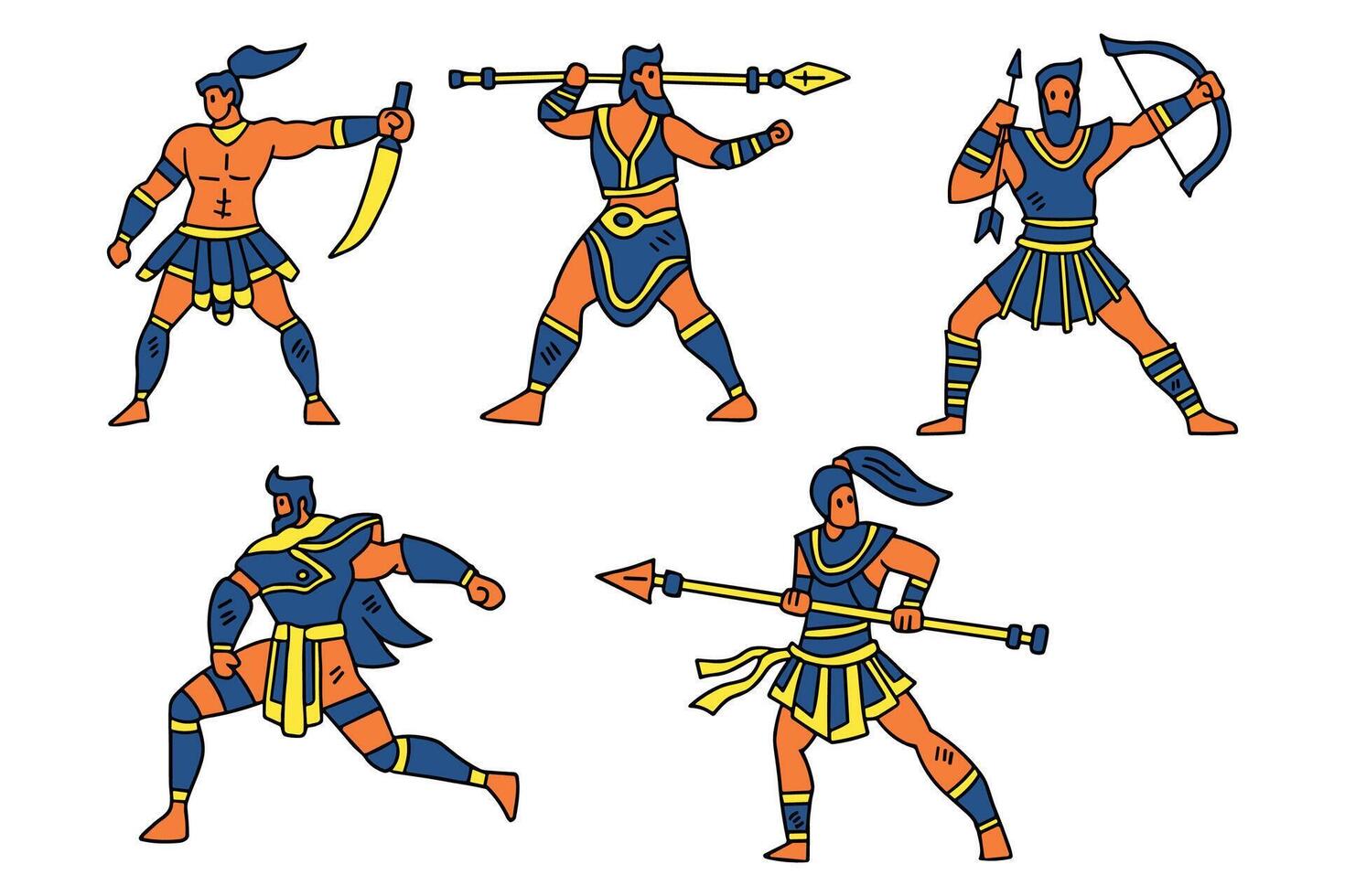 A group of men dressed in ancient Roman holding weapons vector