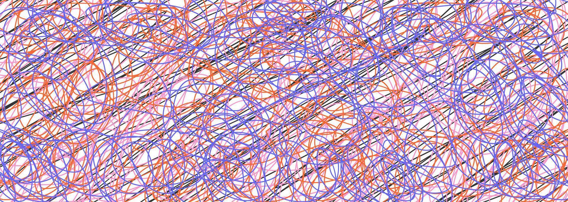 Colored tangled pattern. Abstract chaotic texture. Background with lines and waves. Art creation vector