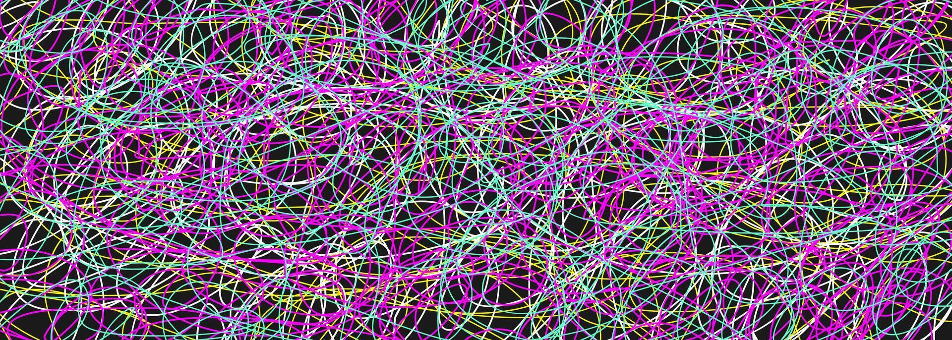 Colored tangled pattern. Abstract chaotic texture. Background with lines and waves. Art creation vector