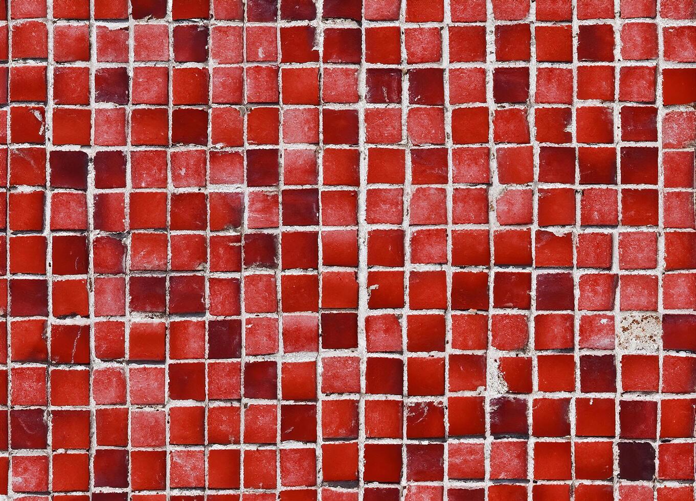 Red mosaic tiles texture photo