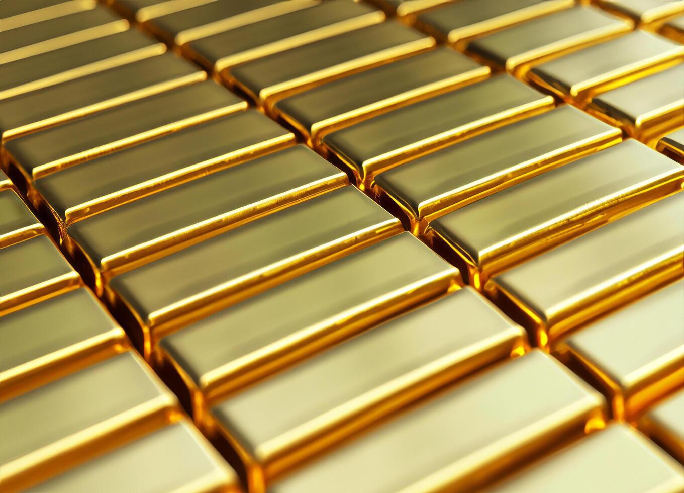 Closeup shiny gold bar arrangement in a row background photo