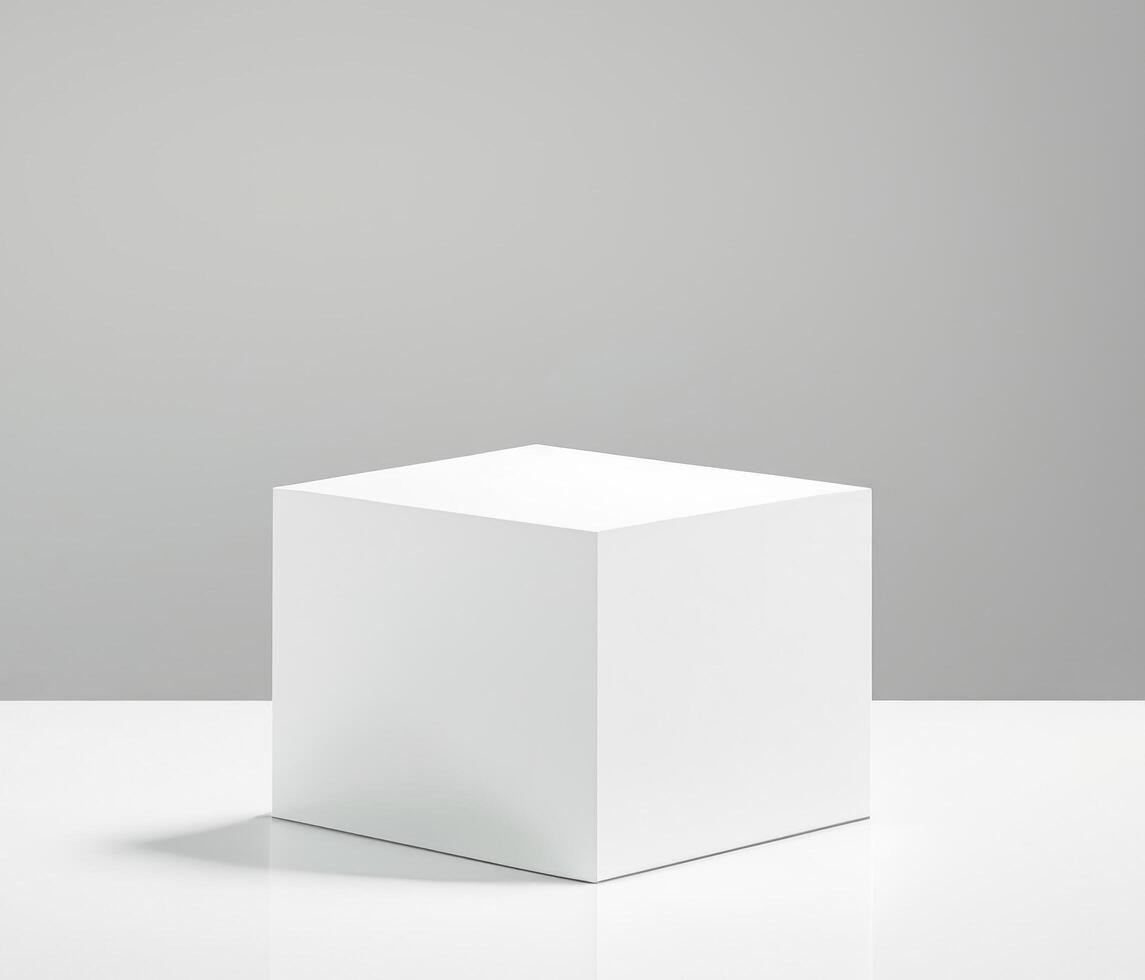 White cube isolated on background photo