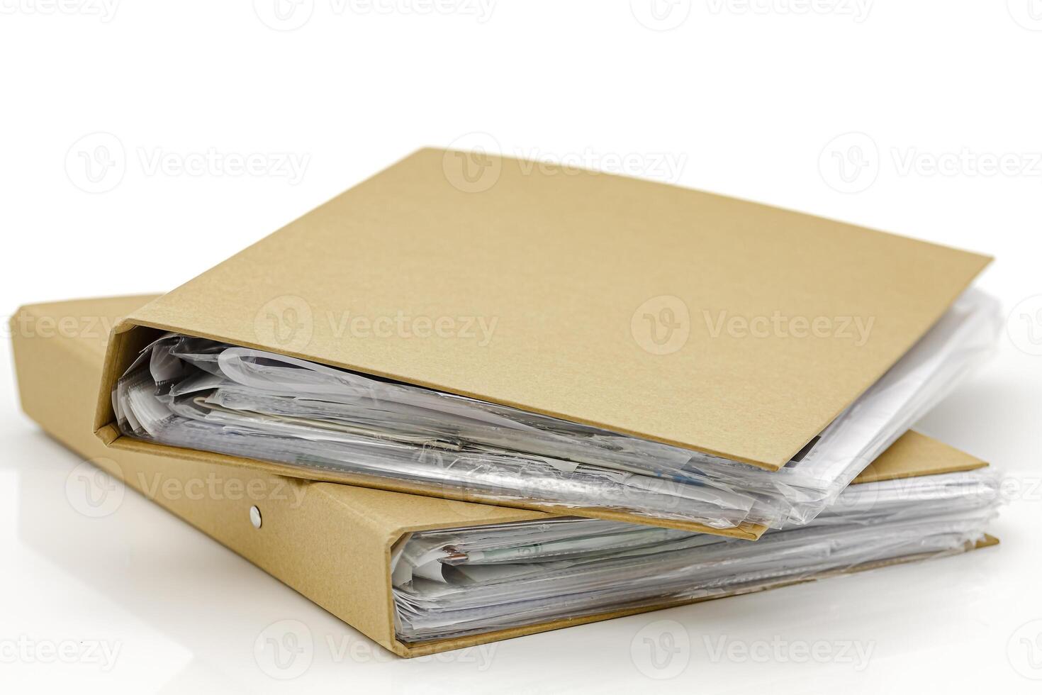 Cardboard folders for document storage. photo