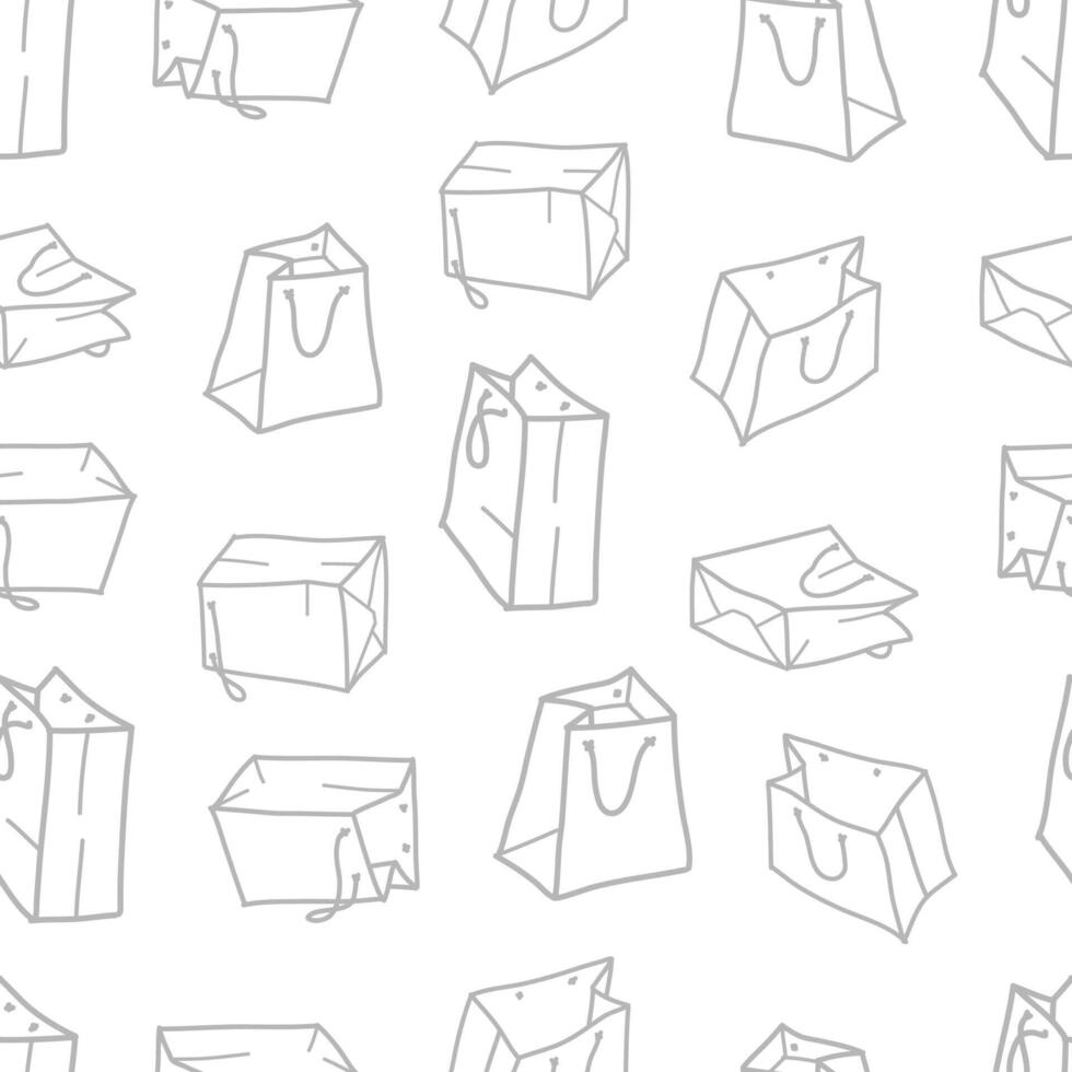 doodle shopping bag seamless pattern. Shopping Bag Doodle pattern background. Shopping Bag Pattern in Doodle Style. paper shopping bag pattern background. paper bag pattern background. vector
