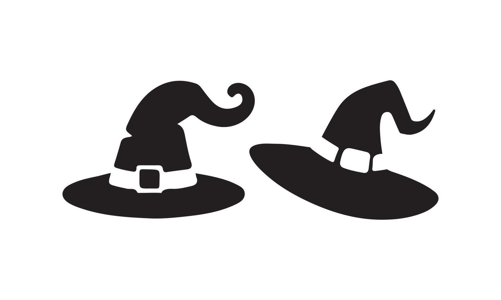 Halloween witch or wizard hat black and white icon on isolated background. vector