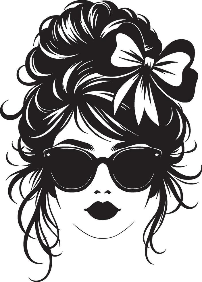 Woman Silhouette with Sunglasses and Bow vector