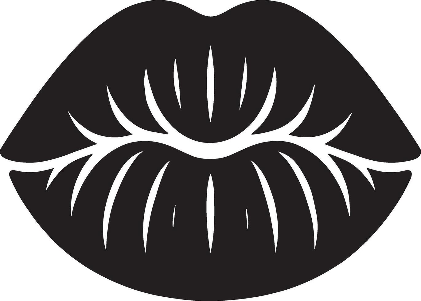 Elegant Lips Silhouette in Black and White vector