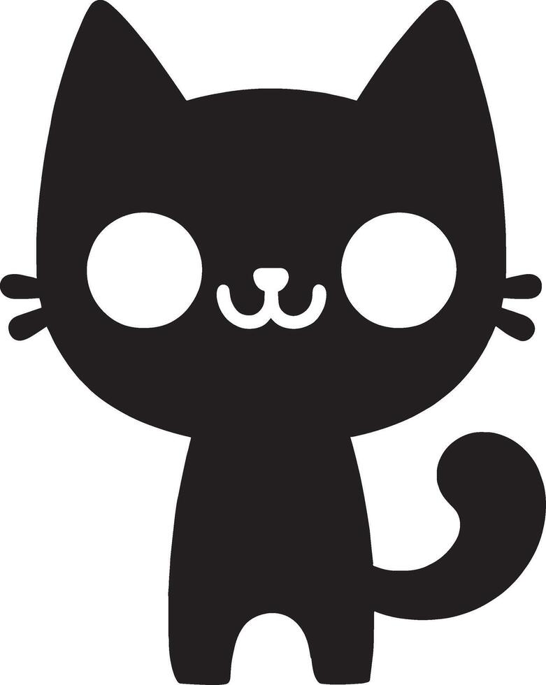 Minimalist Cartoon Black Cat vector