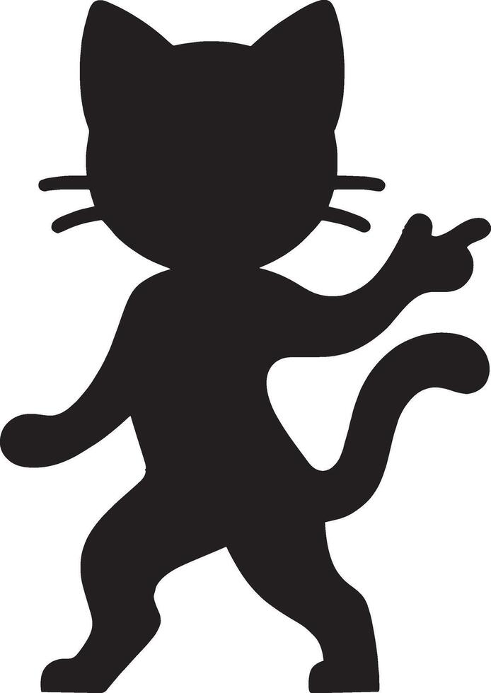 Cartoon black cat pointing vector