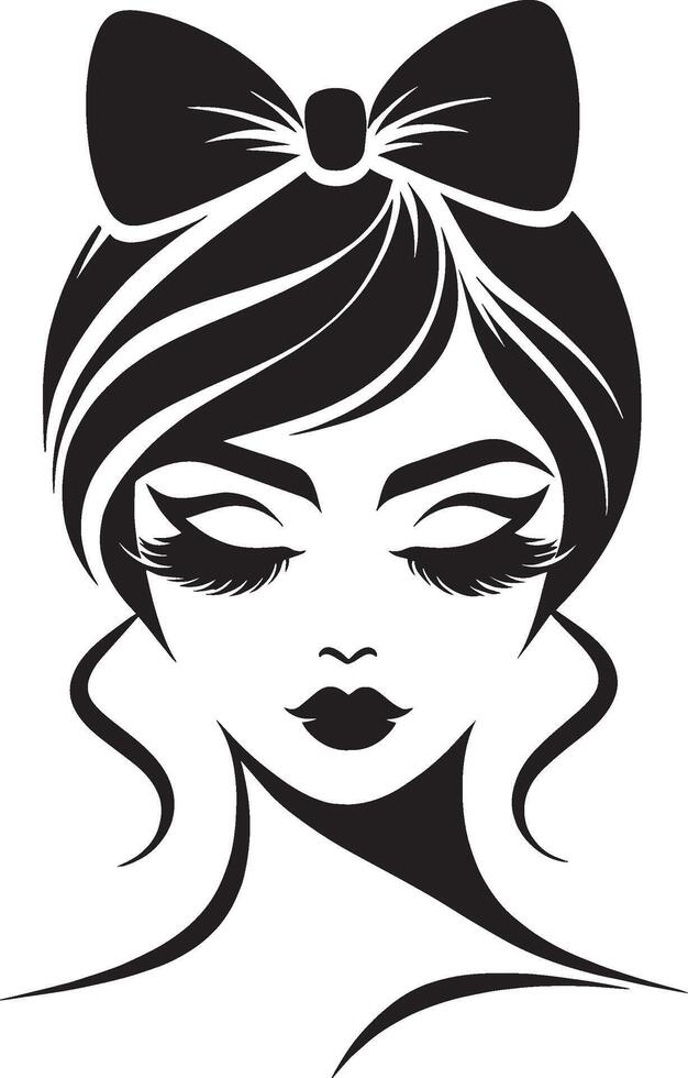 Silhouette of Woman with Large Bow vector