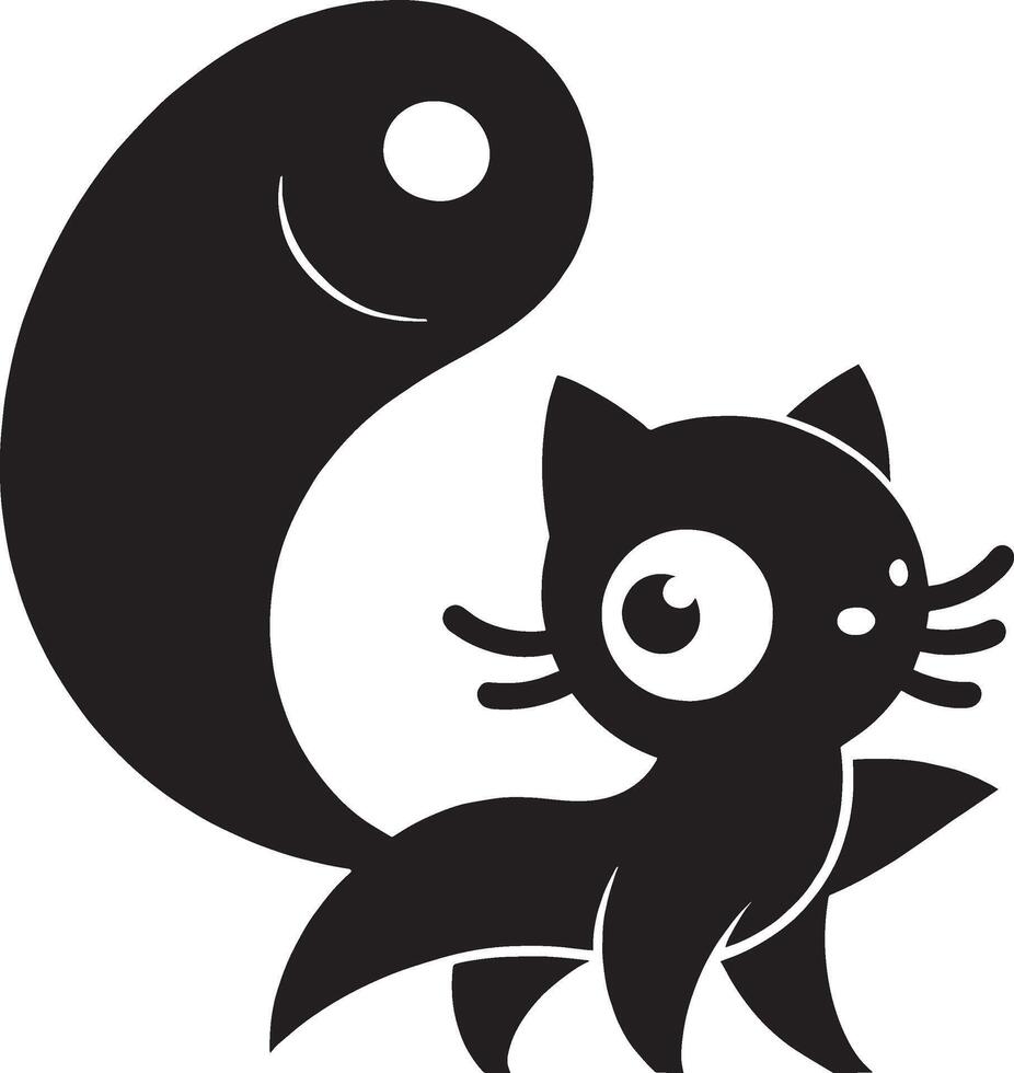 Playful Cartoon Cat with Big Eyes vector