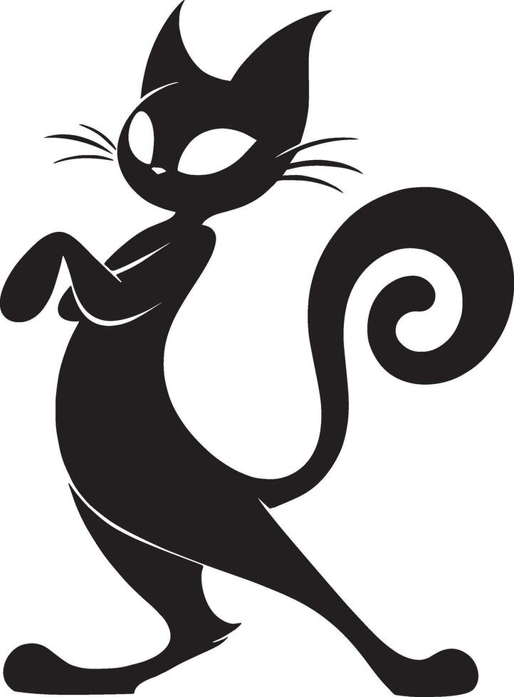 Playful Cartoon Cat with Curled Tail vector