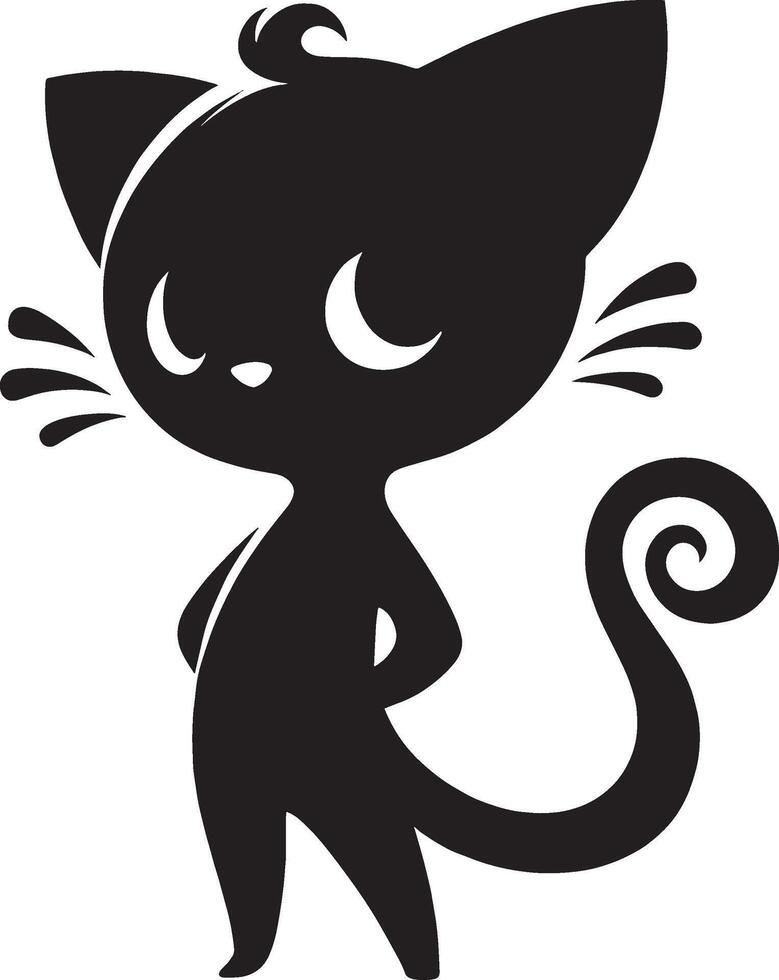 Standing Cartoon Cat with Curly Tail vector