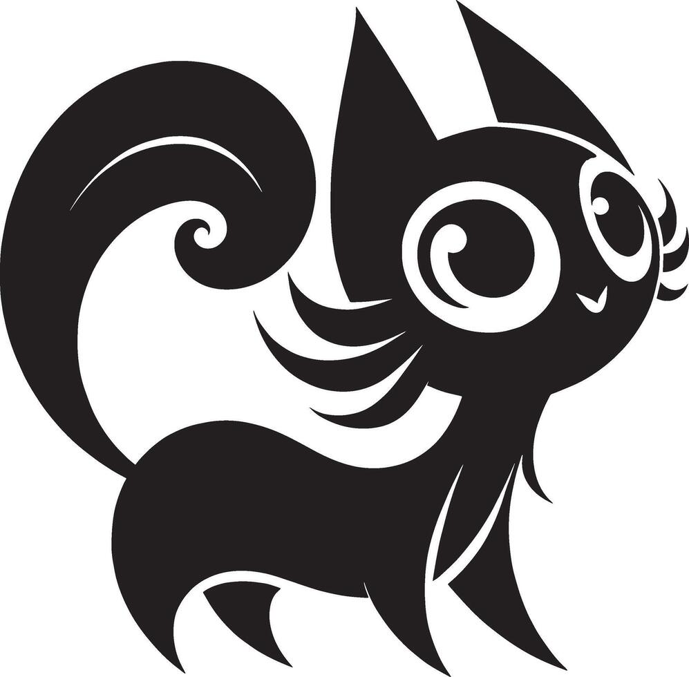 Stylized Cartoon Cat with Curled Tail vector