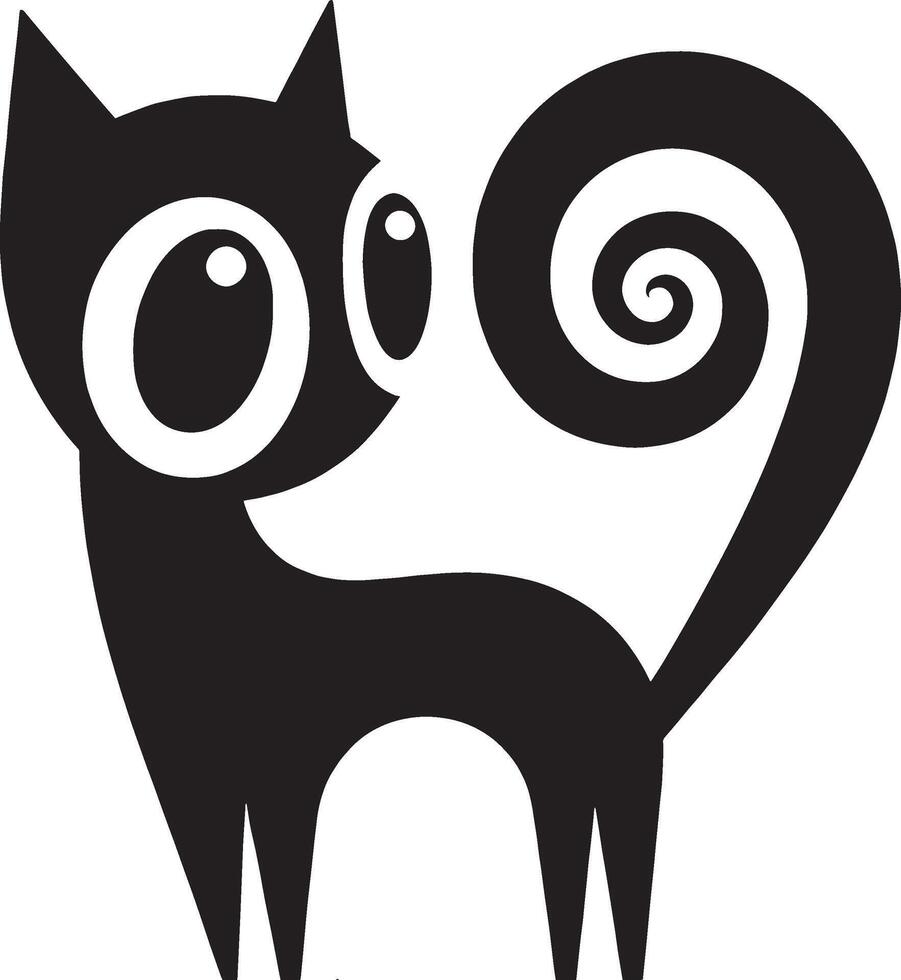 Sitting Cartoon Cat with Curled Tail vector