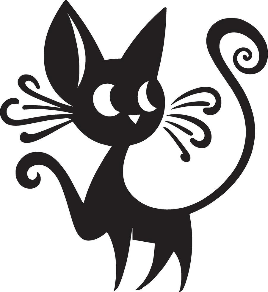 Cartoon Cat with Long Whiskers vector