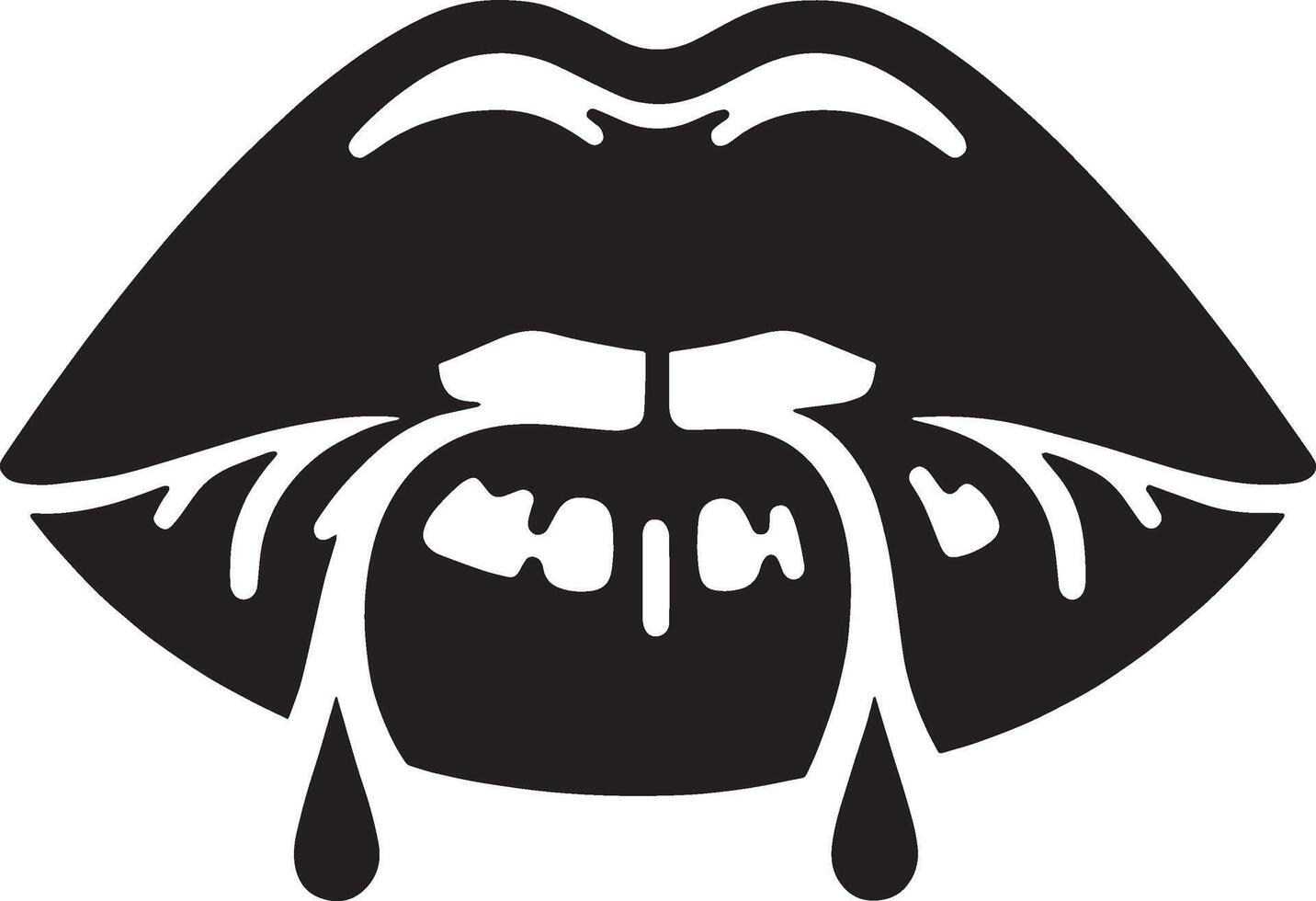 Elegant Minimalist Lips Silhouette in Black and White vector