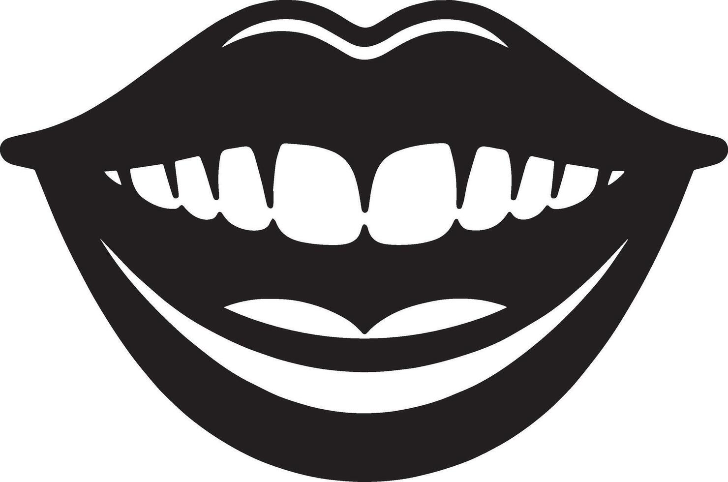 Bold Black and White Lips Silhouette vector
