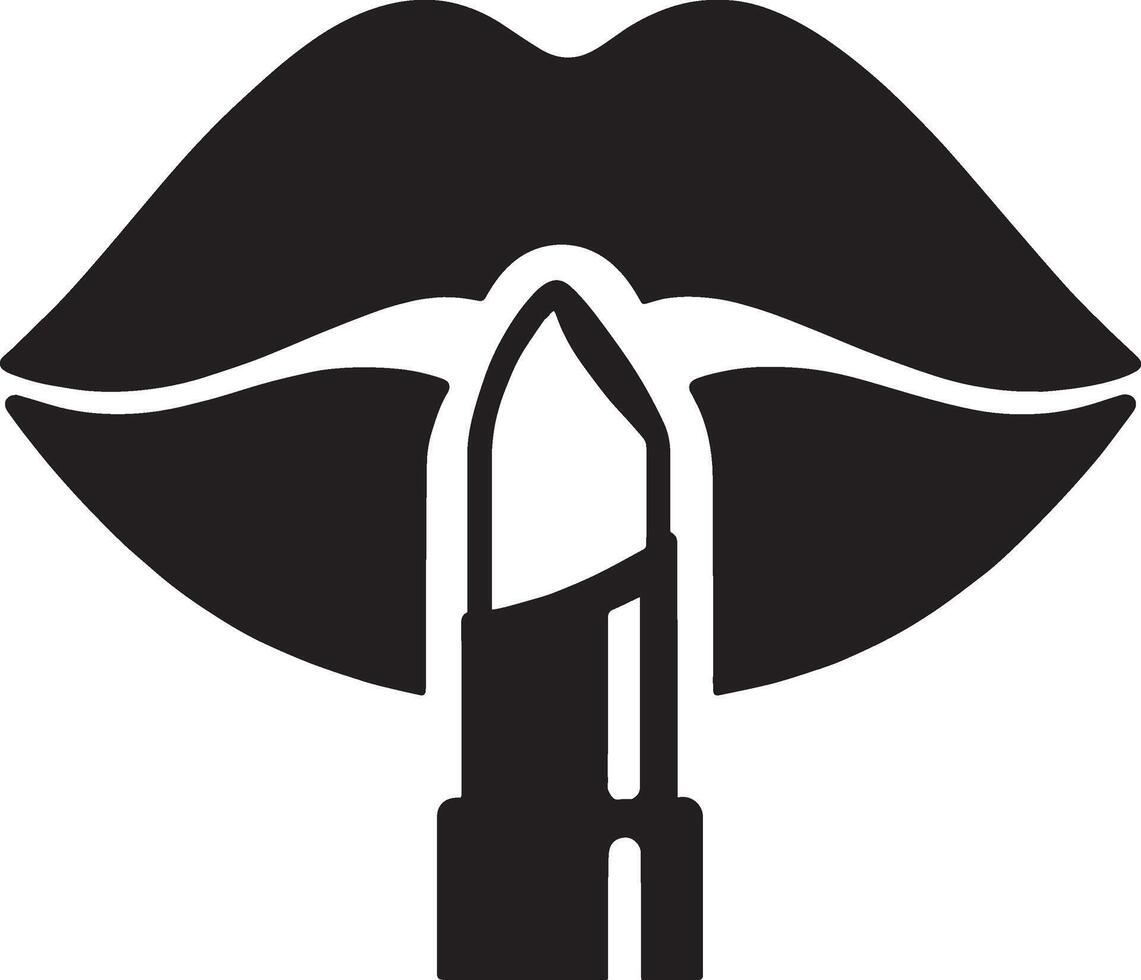 Simple Lips Silhouette in Black and White vector