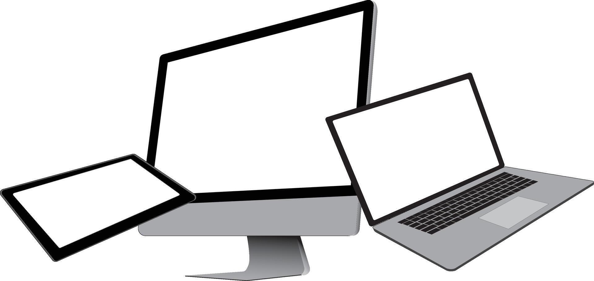 Desktop PC and Laptop Computer Mockup vector