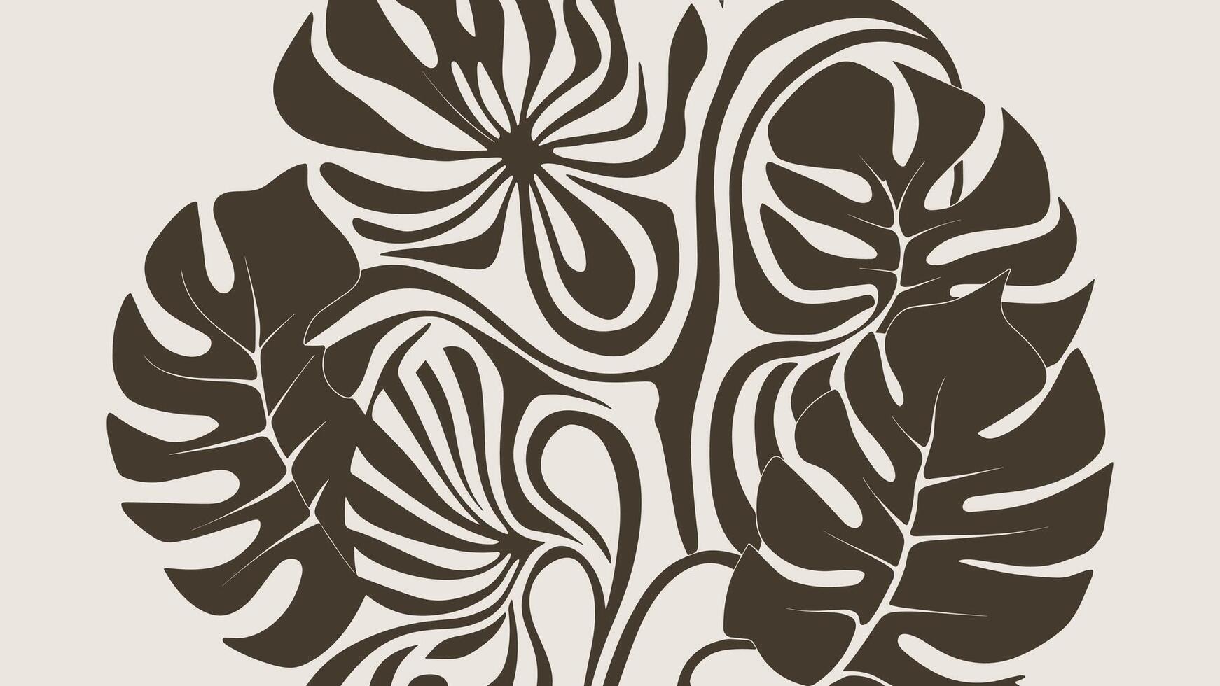 captivating modern illustration showcases an organic abstract floral pattern, meticulously crafted with a harmonious blend of leaf and flower shapes. vector