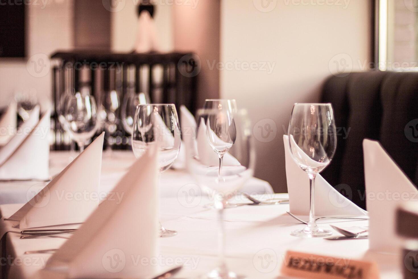 Restaurant table setting, classic interior decor photo