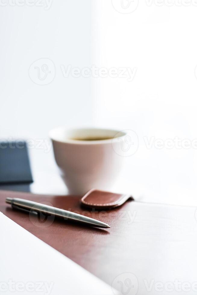 Business office desk, work productivity concept photo