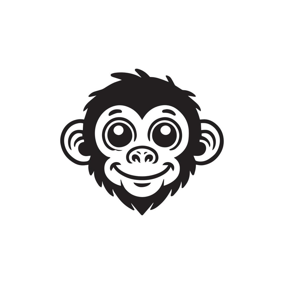 Monkey Face logo Design - Monkey Head Clipart illustration in black and white vector