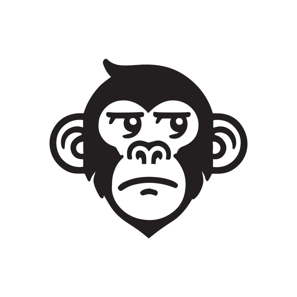 Monkey Face logo Design - Monkey Head Clipart illustration in black and white vector