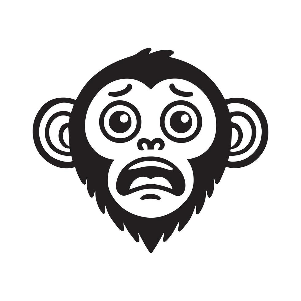 Monkey Face logo Design - Monkey Head Clipart illustration in black and white vector