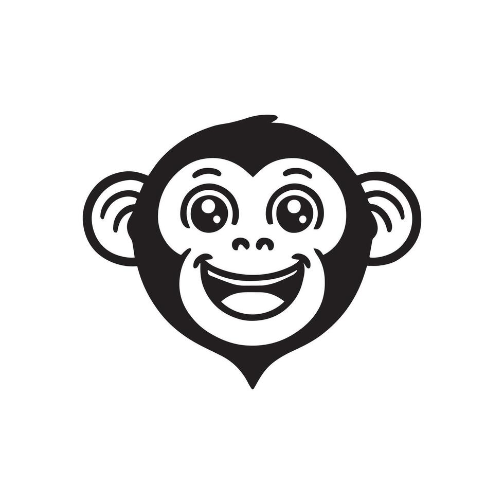 Monkey Face logo Design - Monkey Head Clipart illustration in black and white vector