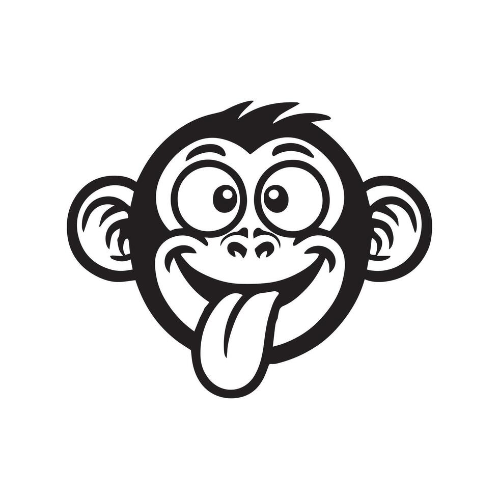 Monkey Face logo Design - Monkey Head Clipart illustration in black and white vector