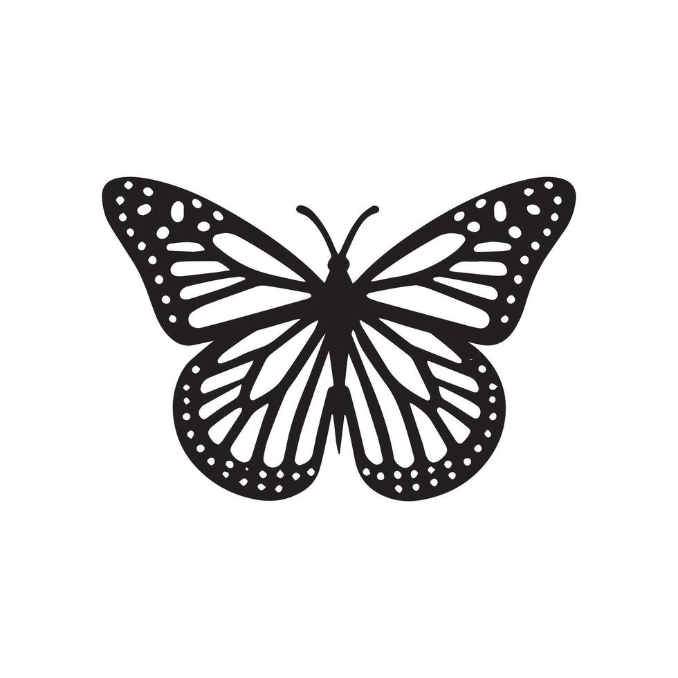Monarch Butterfly outline Design - Butterfly Clipart Logo illustration in black and white vector
